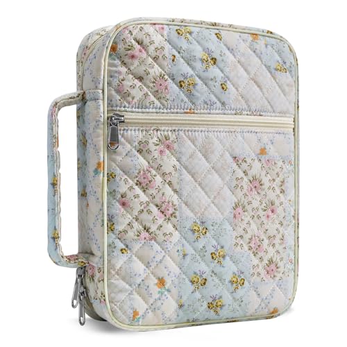 WOBAGMEN Bible Cover Case for Women,Large Bible Tote Bags Organizer Quilted Carrying Case for Girls,Bible Study Supplies Accessories Christian Gifts for Women (Colorful Floral, M) - color: Colorful Floral, size: M