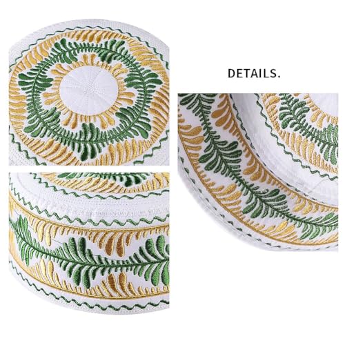 Kids Boys Muslim Prayer Kufi Hat Islamic Prayer Cap Embroidered Prayer Headwear Cap Praying Skull Cap Topi Ramadan Eid Hat - color: Yellow-medium