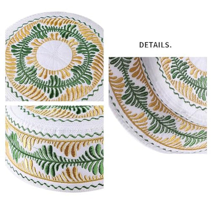 Kids Boys Muslim Prayer Kufi Hat Islamic Prayer Cap Embroidered Prayer Headwear Cap Praying Skull Cap Topi Ramadan Eid Hat - color: Yellow-medium