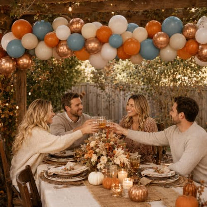 Orange and Blue Balloons, 12 Inch Burnt Orange Dusty Blue Copper Balloon - color: Orange Blue Gold