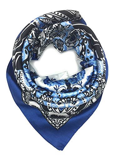 YOUR SMILE Silk Like Scarf Women's Fashion Pattern Large Square Satin Headscarf Headdress - color: 127
