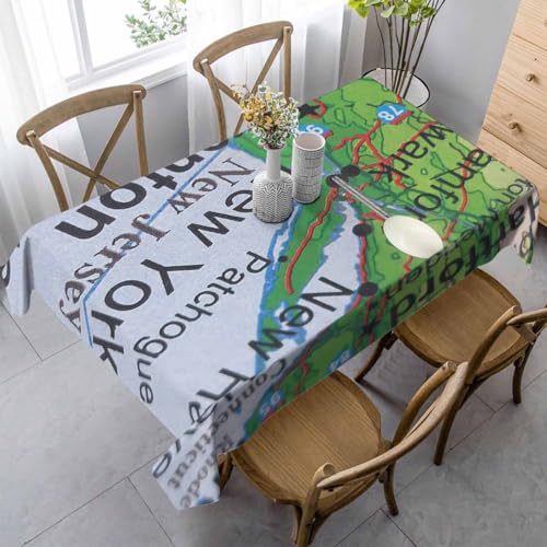 New York City Ny Map Table Cloth 60x84 Inch Ny Map Tack,Brooklyn,Manhattan,Queens,Bronx,and Richmond (Staten Island) Rectangle Kitchen Table Cover Decorations for Home Dinner Party Picnic - color: New York City Map