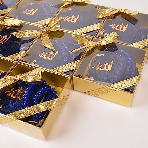 BABY SHOWER CHOCOLATE Set of 10 Islam Quran Tasbeeh Islamic Set | Holy Quran Prayer Beads Gift Box Favor (Dark Blue) - color: Dark Blue