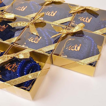 BABY SHOWER CHOCOLATE Set of 10 Islam Quran Tasbeeh Islamic Set | Holy Quran Prayer Beads Gift Box Favor (Dark Blue) - color: Dark Blue