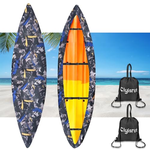 10-16FT Waterproof Kayak Covers for Outdoor Storage, Canoe Cover Accessories, Boat Cover Oxford Shade Marine Cockpit Dust Cover UV Protection Ultra Sunblock Shield for Fishing Boat Kayak Canoe - color: Dark Camouflage, size: 10-11.5ft (2 PACK)