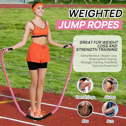 Weighted Jump Rope for Fitness – Heavy Skipping Rope for Women & Adults, Ideal for Home Gym Workouts, Strength Training, Weight Loss, and Boxing - size: 2.5 LBS
