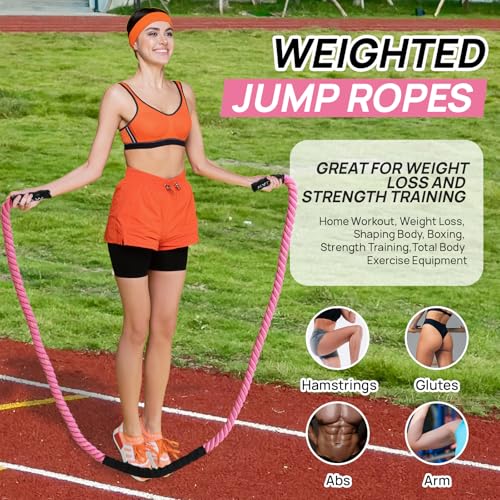 Weighted Jump Rope for Fitness – Heavy Skipping Rope for Women & Adults, Ideal for Home Gym Workouts, Strength Training, Weight Loss, and Boxing - size: 3.5 LBS