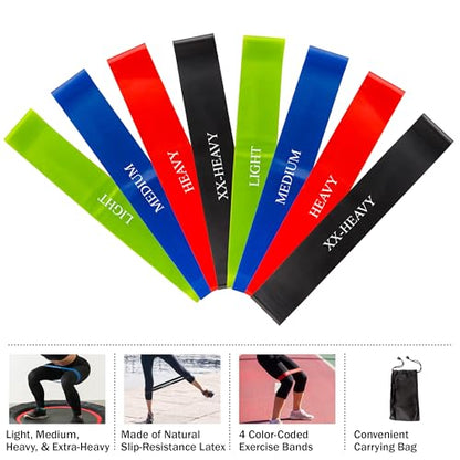 Resistance Bands for Working Out - Workout Band Loop - Exercise Bands with 4 Levels for Toning, Stretching or Physical Therapy by Home-Complete - size: 8 Pack