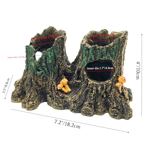 M2cbridge Aquarium Betta Log Resin Hollow Tree Trunk Stump Shelter | Natural look resin tree trunk, zero maintenance, rinse with water before use - color: Tree Stump