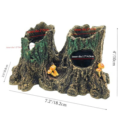 M2cbridge Aquarium Betta Log Resin Hollow Tree Trunk Stump Shelter | Natural look resin tree trunk, zero maintenance, rinse with water before use - color: Tree Stump