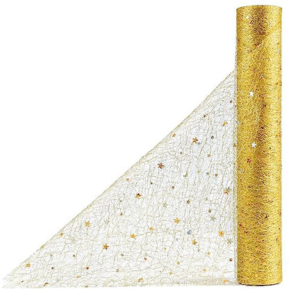 OSVINO Starry Moon Table Runner, Sequin Glitter Mesh for Wedding Party - color: Gold