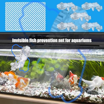 Clear Netting Aquarium Covers with 5 Fixed Clip for Fish Tanks and Easy Installation