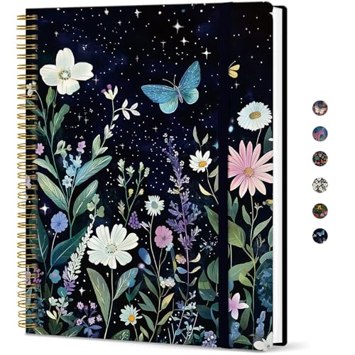 Taja Large Spiral Lined Journal for Women, 8.5" x 11" Notebooks for Work Collge Ruled, A4 Aesthetic Cute Journaling Notebooks for Writing, Plastic Cover, Celestial - color: A-Celestial