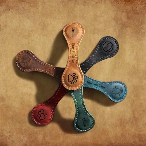Personalized Leather Magnetic Bookmark – Custom Initial Bookmark with Icons and Logo, Handmade Reader Gift, Custom Magnet Bookmark for Book Lovers, Gift for Him & Her