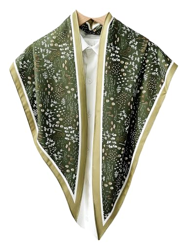 Triangle Shawls Scarf Head Hair Neck For Women Scarves Fashion Silk Feeling Lady Lightweight 51 * 23.6inch - color: K18-green Underwater Plants（51*23.6inch）