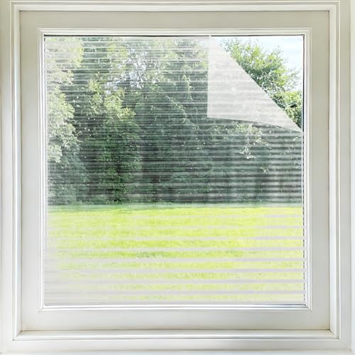 uxcell Window Privacy Film, 39.4 x 7.9 Inch Frosted Glass Window Film, Static Cling Non-Adhesive Reusable Door Coverings Fluted Pattern for Bathroom Home Living Room, Clear - size: 39.4 x 7.9 Inch