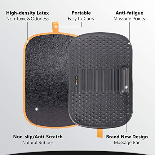 FEZIBO Standing Desk Mat with Anti Fatigue Bar, Wooden Wobble Balance Board with Ergonomic Design Comfort Floor Mat