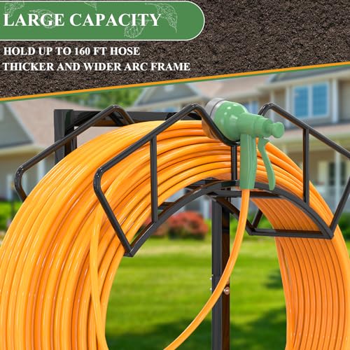 Qatsrin Super Stable Garden Hose Holder, Water Hose Reel holds 160ft, Black | Freestanding Water Hose Storage Hanger, Detachable Hose Stand Box for Outside Yard Lawn Farm - color: Black