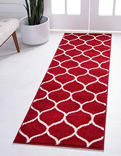 Unique Loom Trellis Frieze Collection Area Rug - Rounded (2' x 8' 8" Runner, Red/ Ivory) - color: Red/Ivory, size: 2' x 8'8" (Runner)