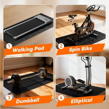 Stepwaver Treadmill Mat for Floor & Carpet Floors, 63" × 30", 0.2" Thick Non-Slip Treadmill Mat for Carpet, Mat for Under Treadmill on Carpet Hardwood Floors - size: 63"L x 30"W x 0.2"Th