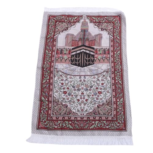 Rengue Soft Velvety Touch Prayer Rug Islamic Prayer Mat Portable Foldable with Elegant Tassels for Men Women Ramadan Eid Gift