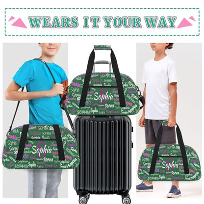 Custom Gymnastics Bag, Carry Practice Travel Bag, Dark Grass Green | Personalized Sports Gym Bag for Teens Boys Girls Waterproof Weekender Bag - color: Color 11