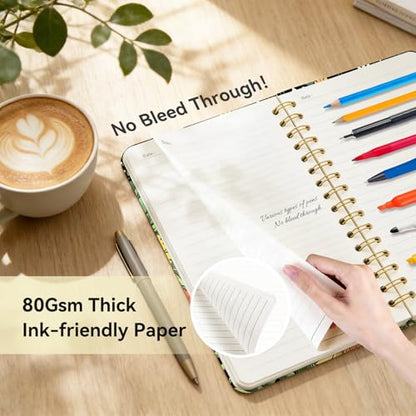Lined Spiral Journal Notebook, A5 College Ruled Spiral Notebook for Women, Hardcover with Elegant Design for Work and Note-Taking, 5.5 * 8.25 inch, 160 Pages, Cat - color: Cat