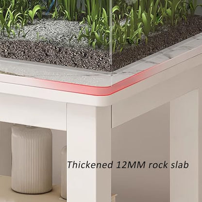 Robot Vacuum Cleaner Storage Rack,Robot Vacuum Storage Stand Rack - Floor-Standing Cabinet with Slate Top, Hidden Organizer for Sweeping Robot and Fish Tank, 43.3x19.6x29.5in