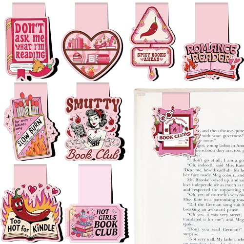 Pink Cute Magnetic Bookmarks - 9 PCs Spicy Hot Girls Funny Book Marks Smutty Girly Personalized Aesthetic Bulk Magnet Page Markers Merch Accessories for Reading Lovers Women Readers Gifts - style: Pink Spicy Cute