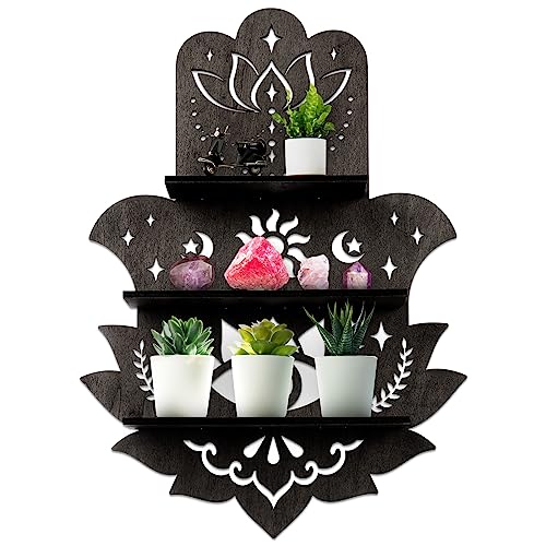 Maitys Hamsa Wall Decor Lotus Crystal Shelf Display for Evil Eye
