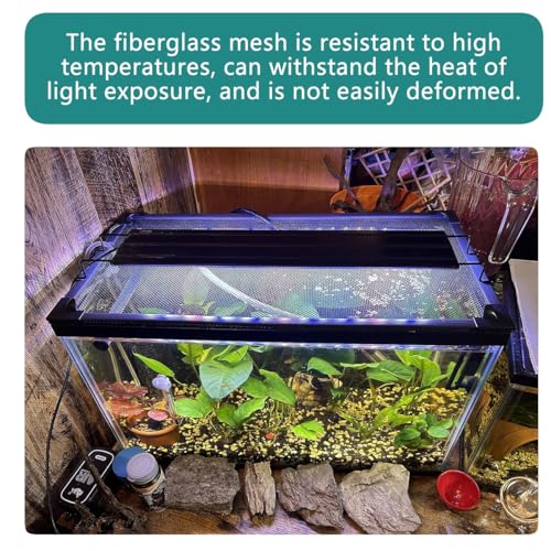 Magnetic Fish Tank Cover with Feeding Window Dark Grey Frame Grey Fiberglass Net,DIY Fish Tank Lid Adjustable Size Fit Tank Size Max 35''X19'' for Preventing Fish from Jumping Out and Reptile Escaping - color: Dark grey frame fiberglass net(with a small w