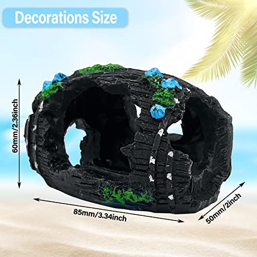 1pcs Aquarium Decorations——Resin Broken Barrel Fish Tank Ornament, Fish Tank Decorations for Fish Cave Hide Hut(Black)