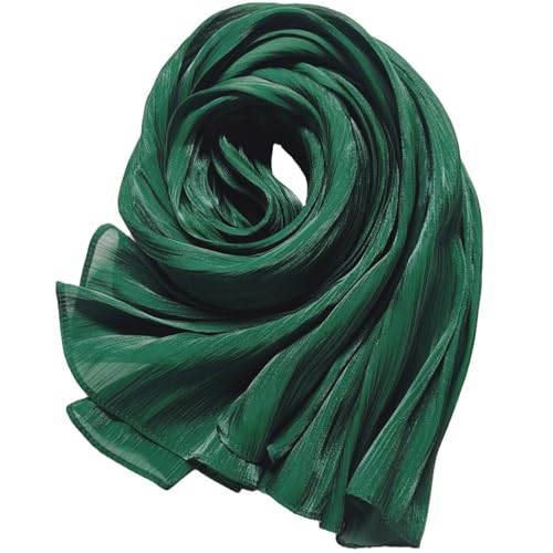 Women Premium Hijab Head Scarf Lightweight Shimmer Scarves Crepe Wedding Shawls and Wraps for Evening Dresses Shiny - color: Green 2 #