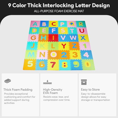BalanceFrom Kid's Puzzle Exercise Play Mat with EVA Foam Interlocking Tiles - color: 36 Tiles, Alphabet
