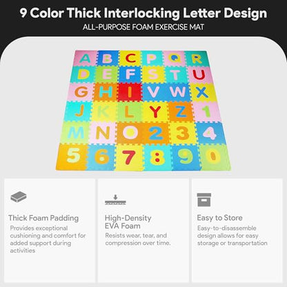 BalanceFrom Kid's Puzzle Exercise Play Mat with EVA Foam Interlocking Tiles - color: 36 Tiles, Alphabet