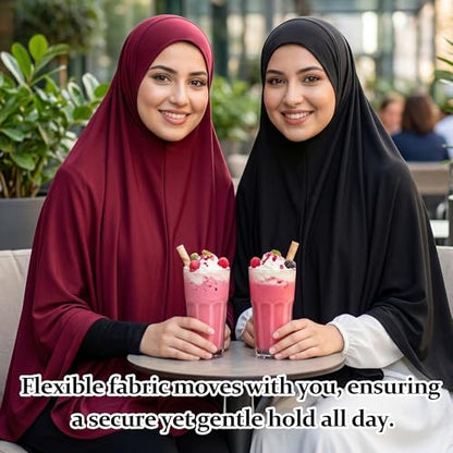 Ababalaya Women's Elegant Modest Muslim Islamic Ramadan Soft Lightweight Jersey Hijab Long Scarf - color: Burgundy, size: Large