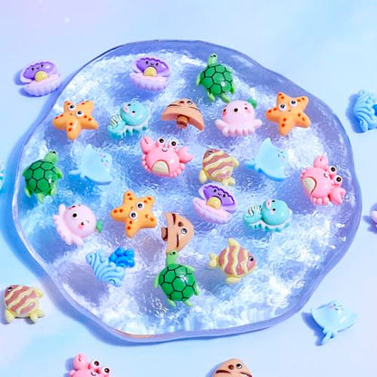 100 pcs Mini Ocean Resin Animals Plastic Animals Marine Miniature Aquarium Ornaments Decorations for DIY Fish Tank Potted Micro Fairy Garden Dollhouse (100PCS Marine Animal Set) - style: 100PCS Marine Animal Set