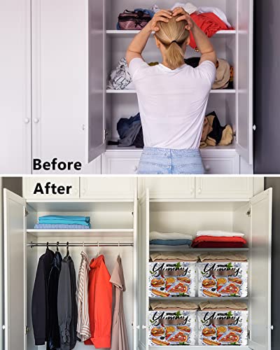 2 PCS Large Storage Baskets Bins Fast Food Collapsible Storage Box Laundry Organizer for Closet Shelf Nursery Kids Bedroom Delicious Pizza French Fries Burger Sandwich - size: 2 PCS-15x11x9.5 Inches