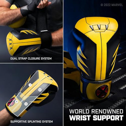 Hayabusa Marvel Hero Elite Boxing Gloves | Sparring and Training, Muay Thai Kickboxing, Fight Ready, Licensed Design, Padded Knuckle, 10oz 12oz 16oz, Men and Women - color: Wolverine, size: 12oz