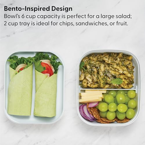 W&P Porter Bento Lunch Box, 3 Compartment Bento Box Portable Adult Lunch Box with Snap Strap- Food Container, BPA Free, Dishwasher and Microwave Safe, Charcoal, Medium - color: Charcoal