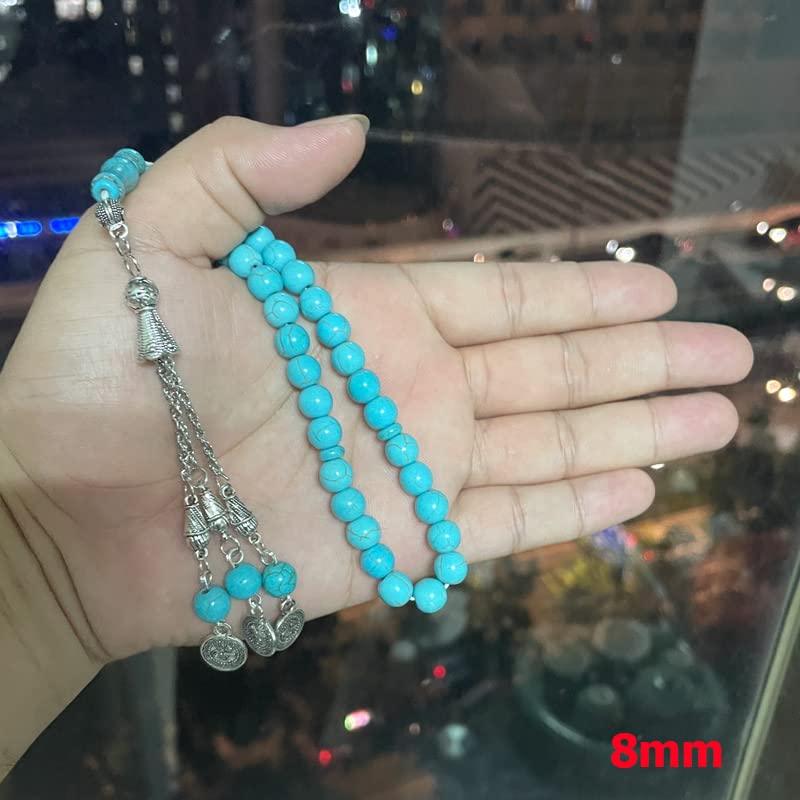 Tasbih Man Turquoise Prayer Beads Muslim misbaha Islamic Rosary Bracelets (12mm x 45 Beads) - size: 12mm x 45 beads