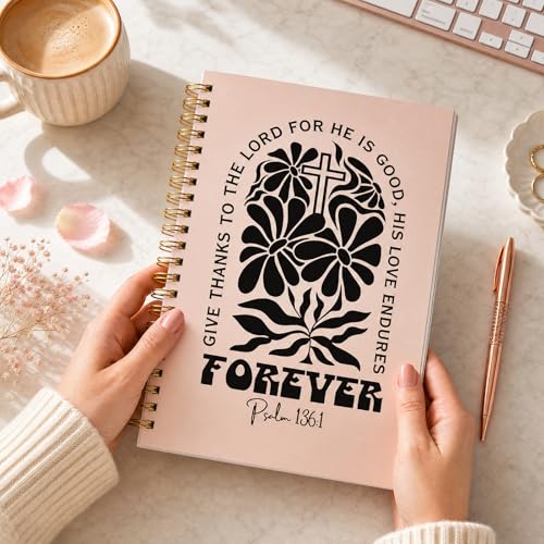 Flower Boho Christian Notebook - Hardcover Bible Verse Jounal, Inspirational Gift for Women, Religion Journaling for Church Notting Stationery Supplies - color: Cross Flower