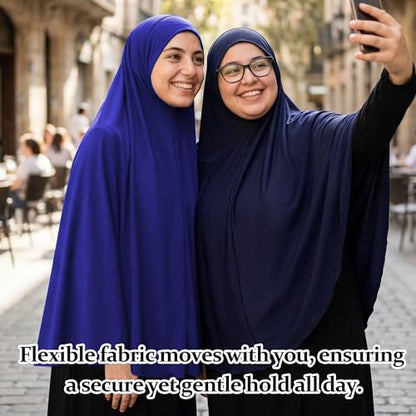 Ababalaya Women's Elegant Modest Muslim Islamic Ramadan Soft Lightweight Jersey Hijab Long Scarf - color: Sapphire, size: Medium