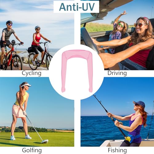 Cooling Shawl Arm Sleeves,Sun Protection with Finger Hole Anti-UV Women's tops,Comfortable Ladies Cooler Shrug - color: Pink