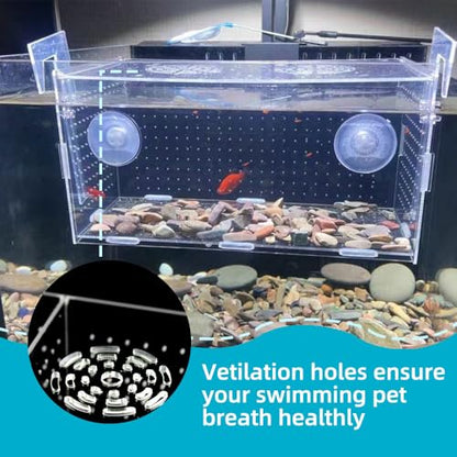 Fish Breeding Box, Acrylic Isolation Box Separator for Aquarium Hatchery Incubator with Suction Cups for Baby Fish Shrimp Clownfish (11.8 * 5.9 * 5.9 inch)