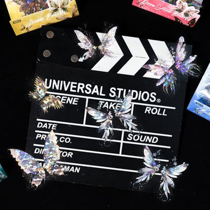 80-Piece Holographic Glitter Butterfly Art Stickers for Scrapbooking, Journaling, Resin Crafting – Waterproof Transparent Floral Fantasy Butterfly Decals - color: Glitter Butterfly