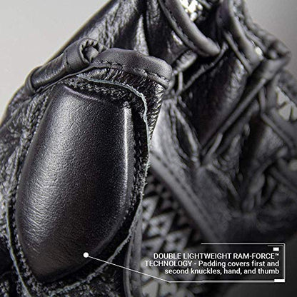 Revgear Pro Series Deluxe Leather MMA Glove | Gel Sparring Gloves | Double Padding | Extra Wrist Protection (Black, Small)