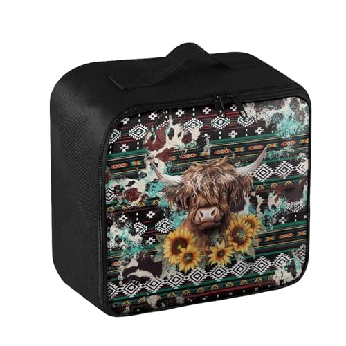Gomyblomy Aztec Highland Cow Print First Aid Kit Bag Empty Portable First Aid Kits for Business Travel Medium Emergency Medical Kit for Cars Home Medicine Bag Medical Supplies Bags - color: Aztec Highland Cow-add