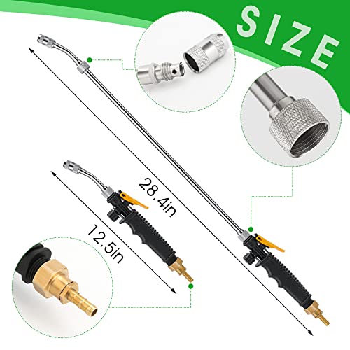 29 Inches Sprayer Wand, 3/8" & 1/4" Brass Barb Universal Sprayer Wand Replacement, Stainless Steel Sprayer Parts with Shut off Valve & 2 Hose Clamps, Spray Wands for Garden Hose - size: 1PCS