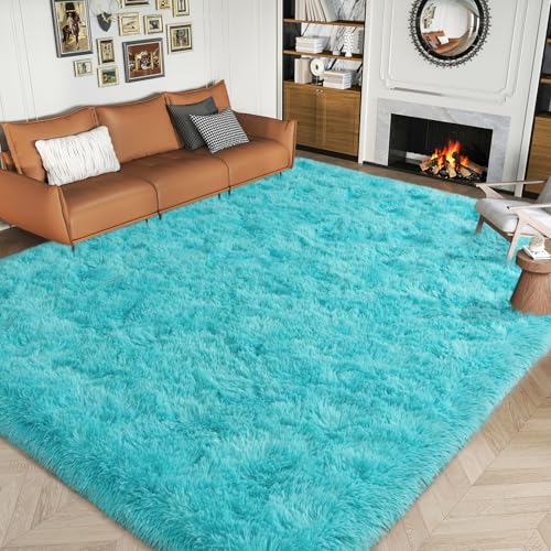 Dssimo Teal Blue Rug for Bedroom Living Room, 5x7 Soft Shag Teal Area Rugs - color: Teal Blue, size: 5' x 7' (Rectangular)
